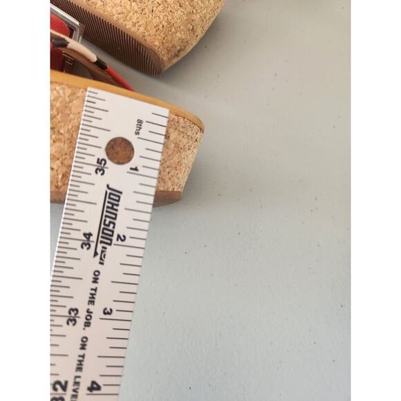 See By Chloe Size 35.5 'Patti' Tri-Tone Striped Leather Cork Wedge Sandals - Picture 13 of 14